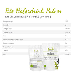 foodsetter Bio Haferdrink Pulver | 500g pose | Haferpulver | Instant Haferpulver | Biokvalitet | Vegansk | Glutenfri | Ohne Zuckerzusatz | 0,5 kg