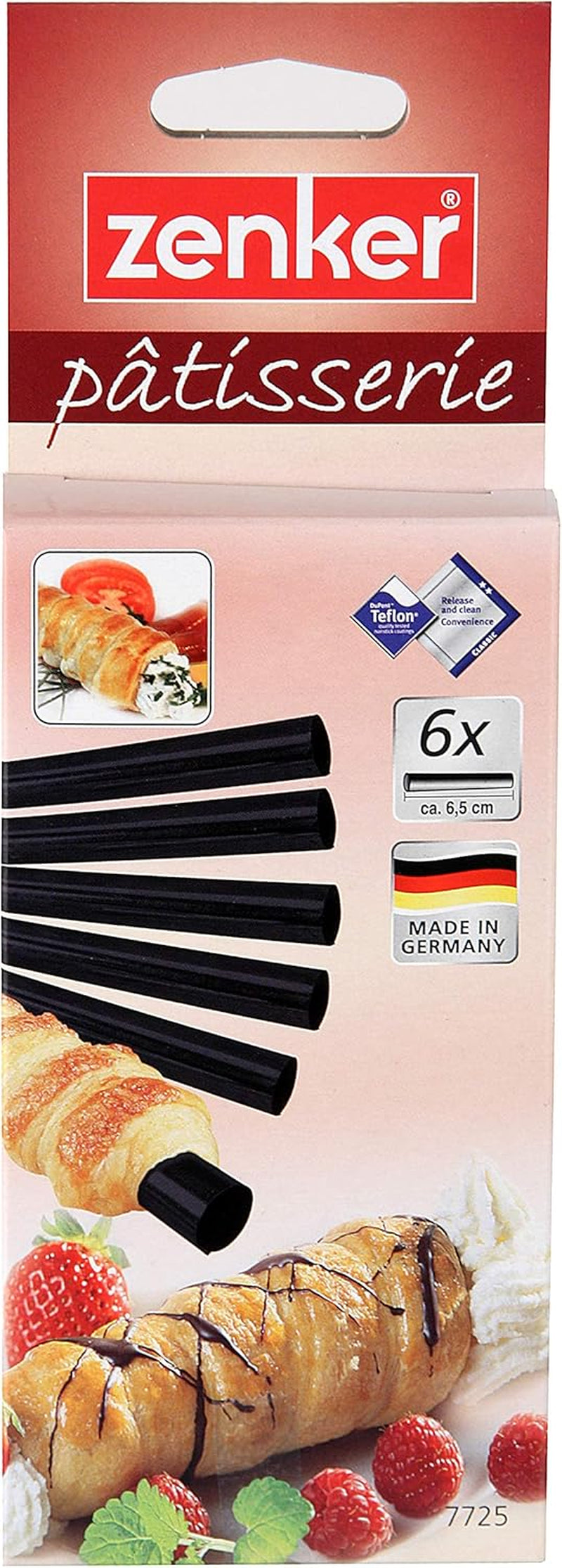 Zenker Schaumrollen Set – Premium Backformen für köstliche Schaumrollen, hitzebeständig til 230°C, inklusive praktisk opbevaringsboks, 6 stykker, Sort