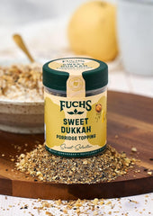 Fuchs Gewürze - Grød Topping "Sweet Dukkah" - sprød Topping med Haselnuss, Sesam og Mandeln für Havre-Meals - aus natürliche Ingrediens - 60 g i wiederverwendbarer, genbrugsbarer Dosis