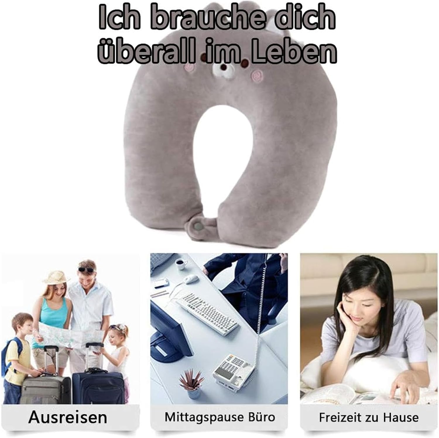 Pernă pentru gât 2 în 1 Pernă pentru gât în formă de U Pernă pentru tetieră Pernă de sprijin pentru gât Suport pentru gât, pernă pentru gât Deformare Pentru animale de pluș Pentru camping, drumeții, mașină, avion Perne ortopedice cervicale Naty Shop