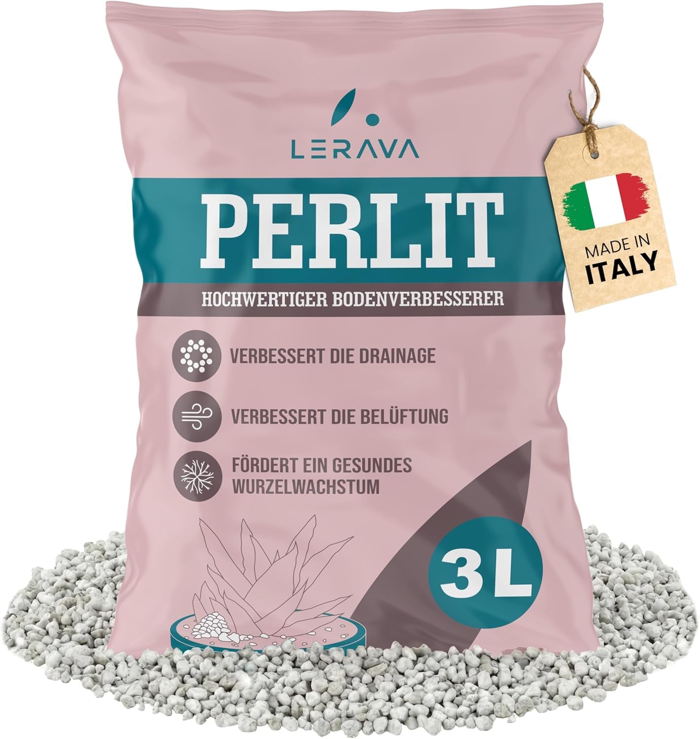 LERAVA® Perlite for Plants (5L) – Grovkornet perlit til jordforbedring – Sikrer optimal dræning og beluftning – Naturlig jord- og hydroponicsadditiv – Granulat til planter