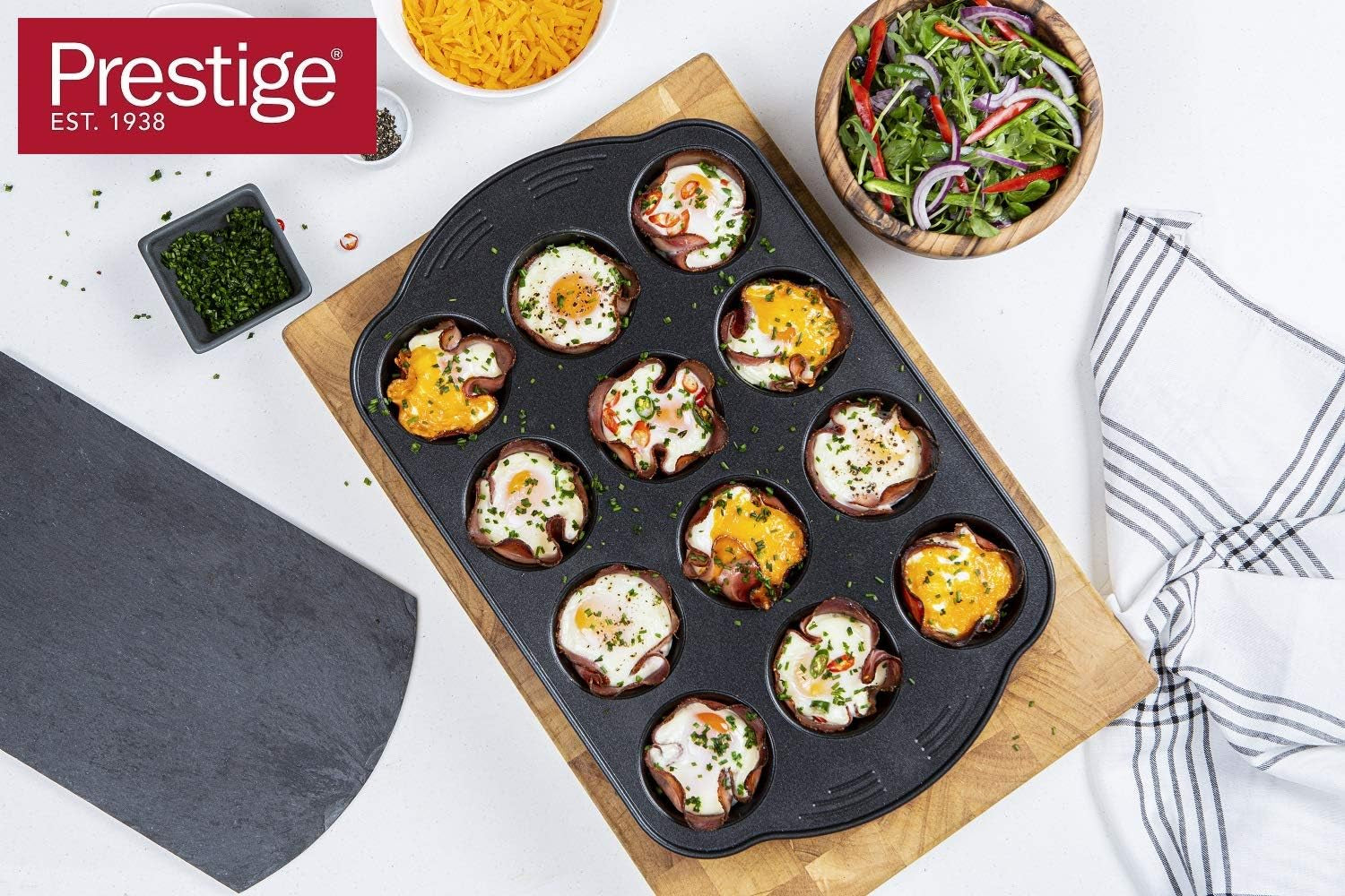 Prestige 48227 Aerolift Muffin Zinn, Carbon Steel, Schwarz Forme og bageplader Naty Shop