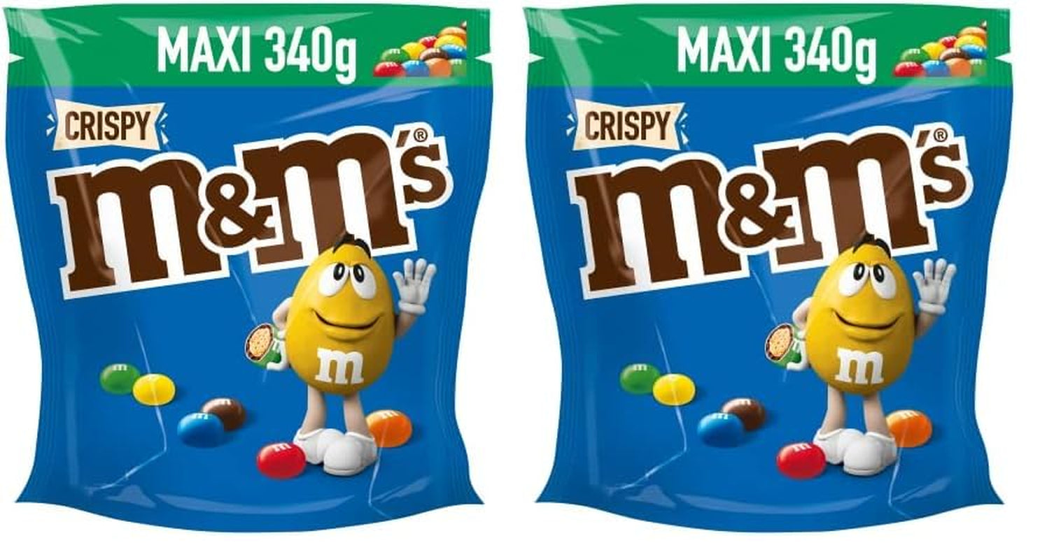 M&M'S sprøde, chokolade sprøde linser og sprøde center, chokolade, 1 pakke (1 x 340 g) (pakke med 2)