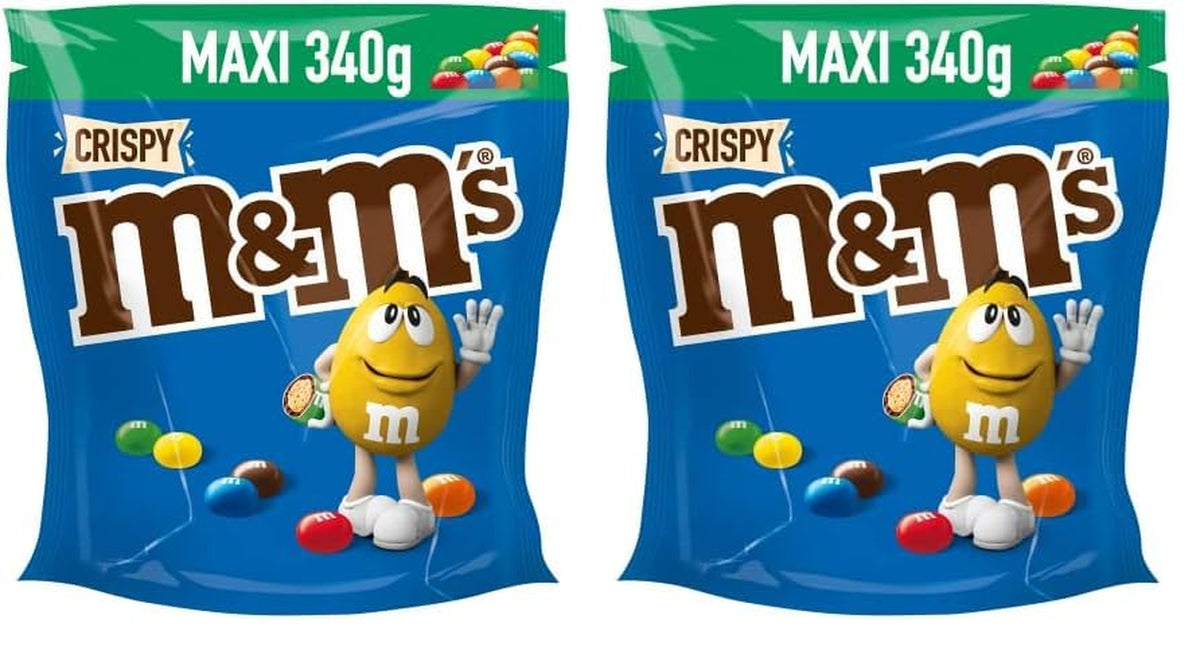 M&M'S sprøde, chokolade sprøde linser og sprøde center, chokolade, 1 pakke (1 x 340 g) (pakke med 2)