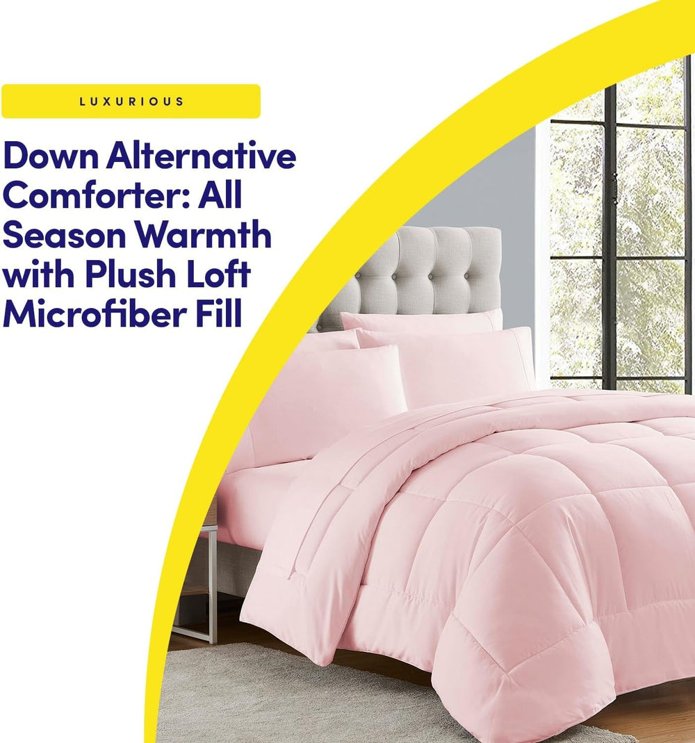 Sweet Home Collection Plapumă alternativă pentru toate anotimpurile, Căldură, Lux, Pluș, Loft, Microfibre, Umplutură, Lenjerie de pat, Full, Roșu deschis King Plapumi si pilote Naty Shop