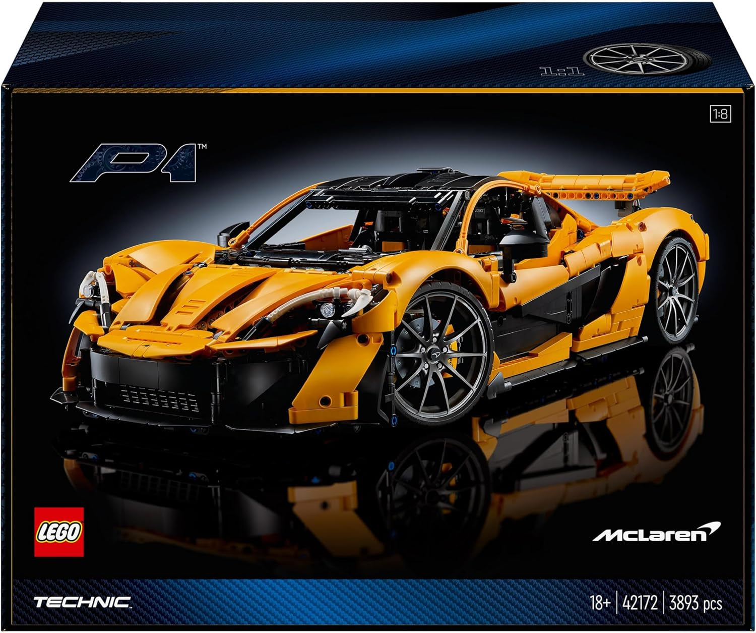 LEGO Technic Mclaren P1 Super Sportsvognsæt Til Voksne Bilfans Gave V8 Stempelmotor 7-trins gearkasse Skalamodel Legetøjsbilsæt 42172 Byggesæt Besuche den LEGO-Store