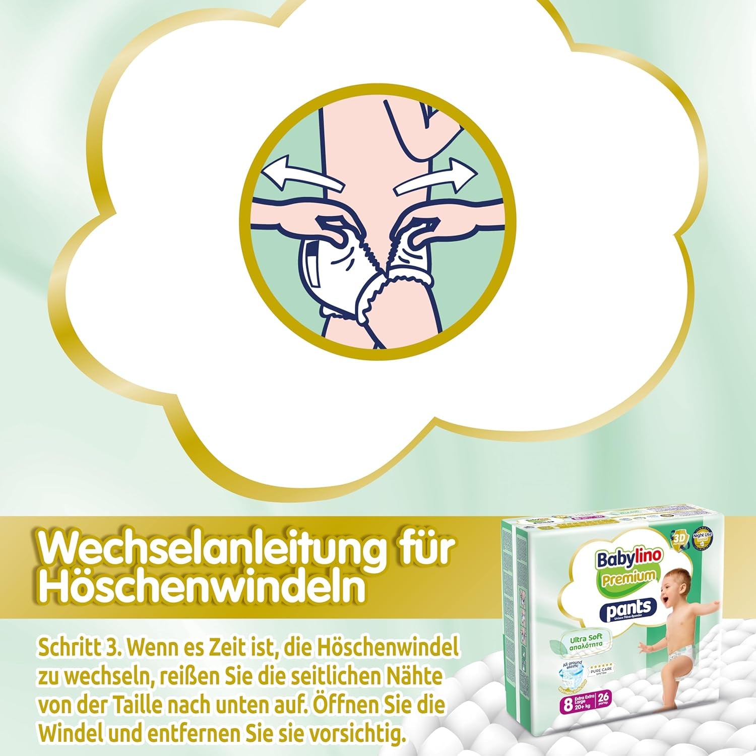 Premium bukser størrelse 8 med ultra-blødt filter, XXL (20+ kg), 26 stk.