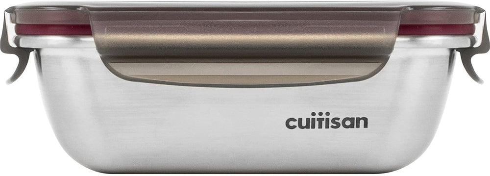 CANDL Cuitisan (Flora) borcan de depozitare a alimentelor din oțel inoxidabil cu capac cu clip, dreptunghiular, potrivit pentru cuptor cu microunde + cuptor, borcan de depozitare, EC7-SS10 2800ml Cutii depozitare alimente Naty Shop 14,8Cm X 10,8Cm X 5,3Cm / 300Ml