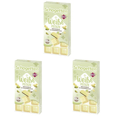 Schogetten hvid pistacie | Hvid chokolade med pistaciecremefyld | 100 g | Bekvemt portioneret (pakke med 3)