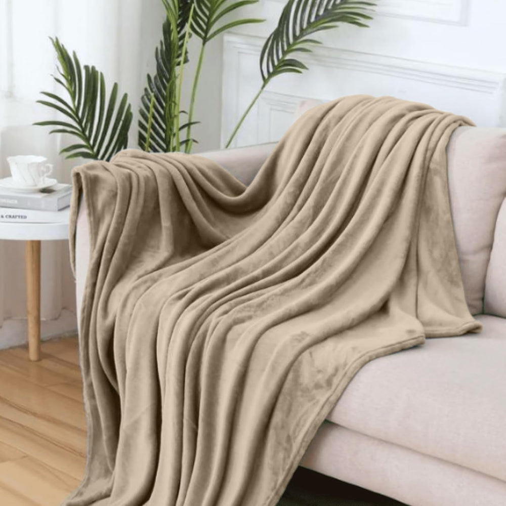 Komfortec fluffy tæppe, behageligt tæppe, fleece tæppe, Oeko-Tex certificeret, super blødt, 150X200 Cm, 260 G/M², beige Senge og tæpper Besuche den Komfortec-Store