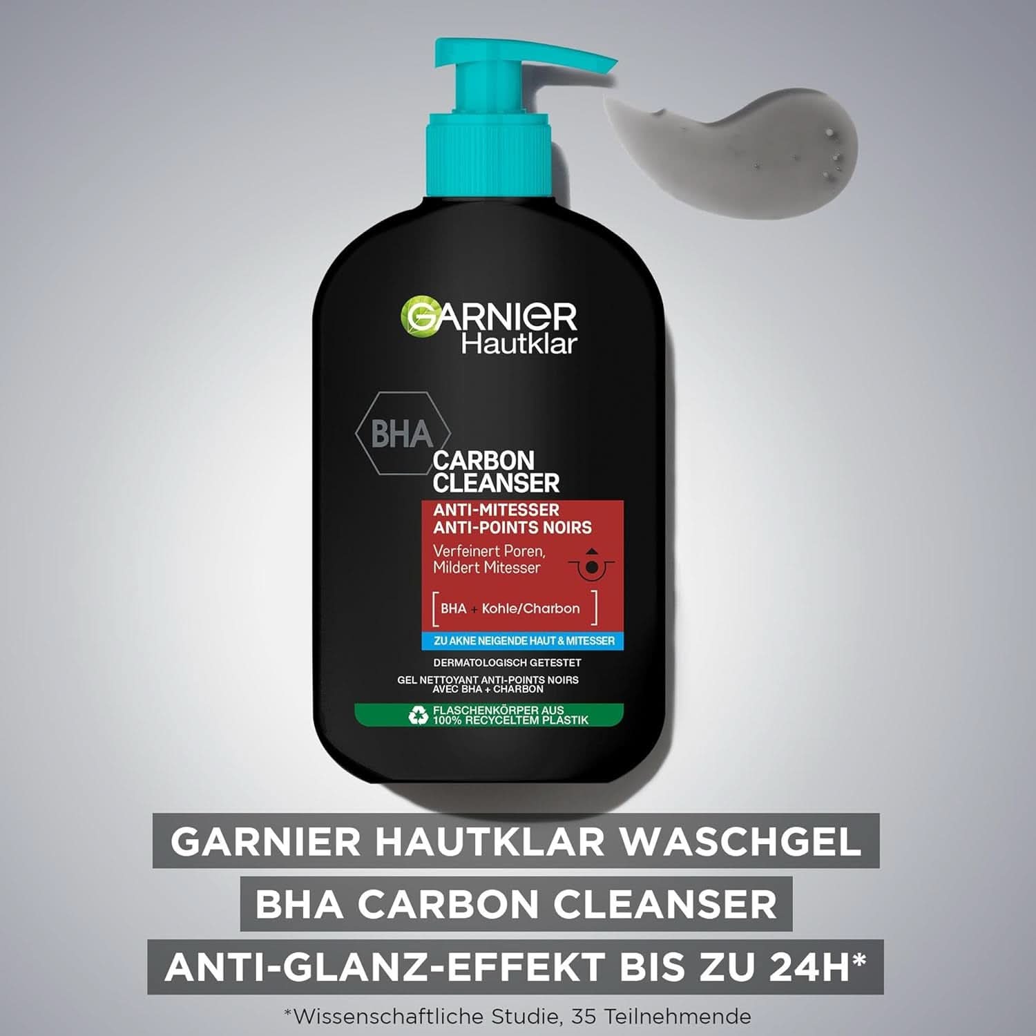 Garnier, Cleanser cu cărbune, gel de curățare facială împotriva punctelor negre și a coșurilor, 250 ml Duș și baie Naty Shop