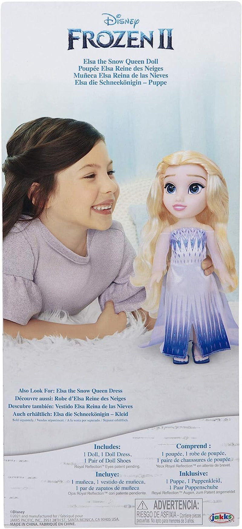 Disney Frozen 2 ELSA The Snow Queen Doll - 35 cm høj, bevægelig dukke i ikonisk modekjole og langt, svævende hår for ekstra leg, for piger fra 3 år og opefter, 214894 Naty Shop Dolls