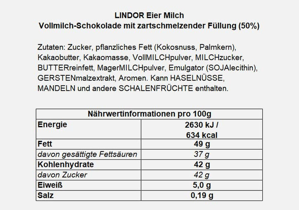 LINDOR æg med Lindt chokolade | 4 æsker á 450 g hver | LINDOR-æg med mælkechokolade, hvid, mørk og hasselnød, smeltet i munden | Påskechokolade | Gave af chokolade | påskeæg | Chokoladeæg