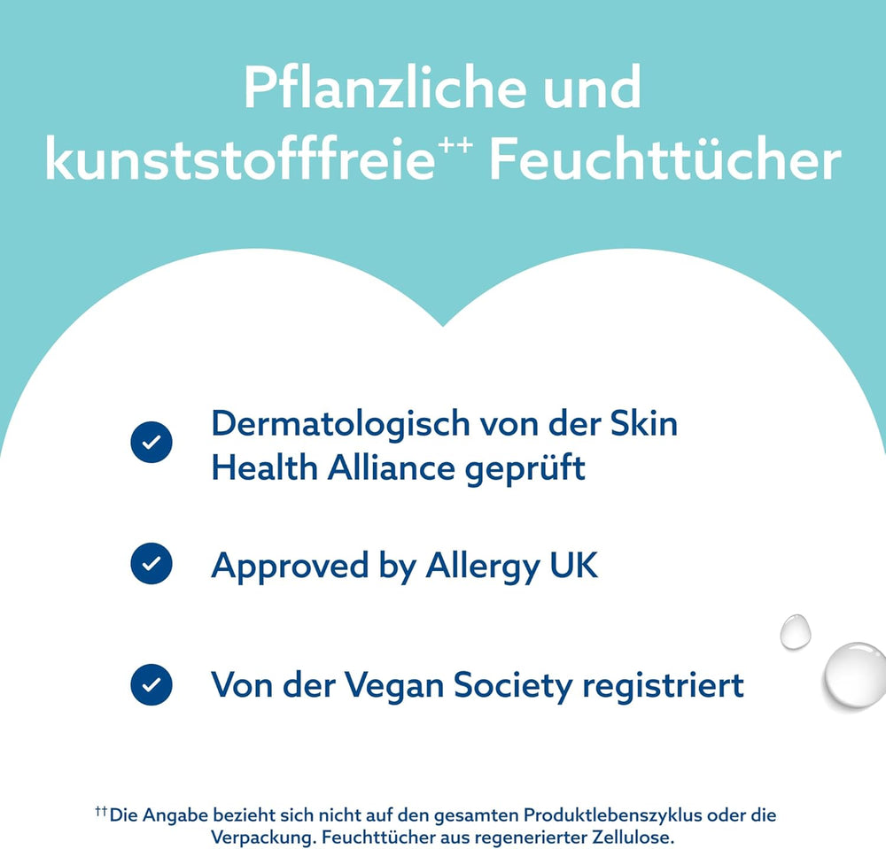 WaterWipes Sensitive+ On The Go Wet Wipes, 100 Wipes (10 Pack), 3 i 1 Renser, Plejer, Beskytter, 99,9% Vand, Duftfri Wipes