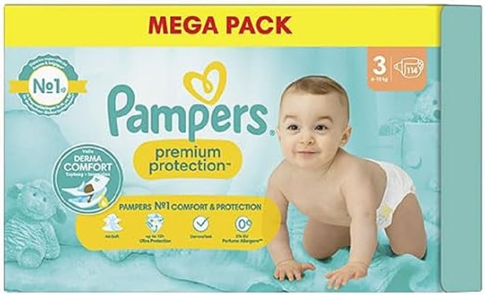 Pampers Premium Protection Størrelse 6, 74 Bleer, 13 kg+, #1 for komfort og beskyttelse til følsom hud