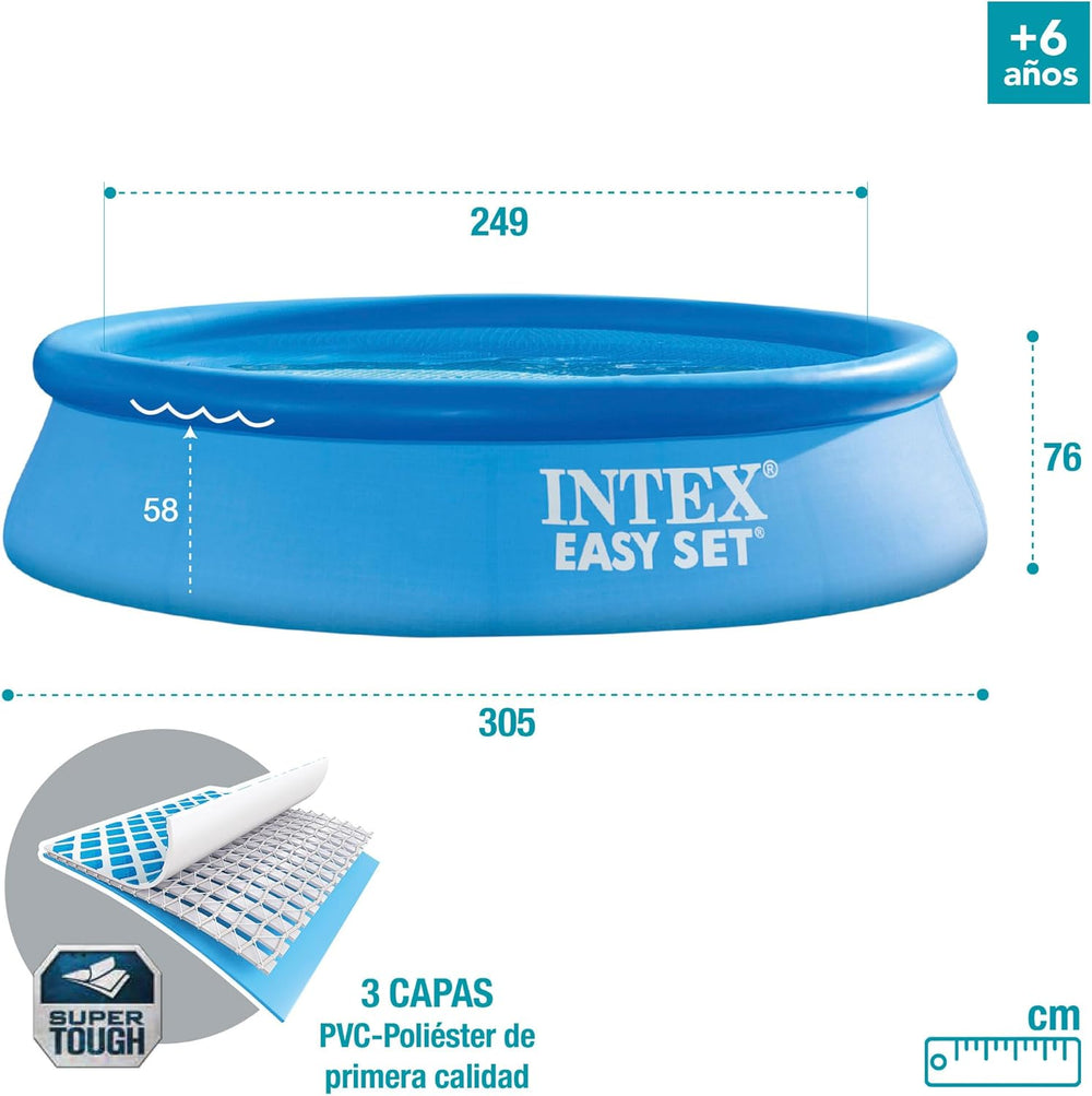 Intex 28122NP - Rund Above Ground Pool Easy Set, Filterpumpe 1250 L/h, 3853 L, PVC, Blå, 305x76 cm