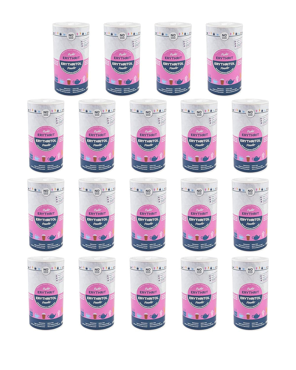 Nosugarsugar Erythrit Puder Streudose - Puderzuckerersatz Kalorienfrei, 19Er Pack (19 X 250 G) Indulcitori Naty Shop