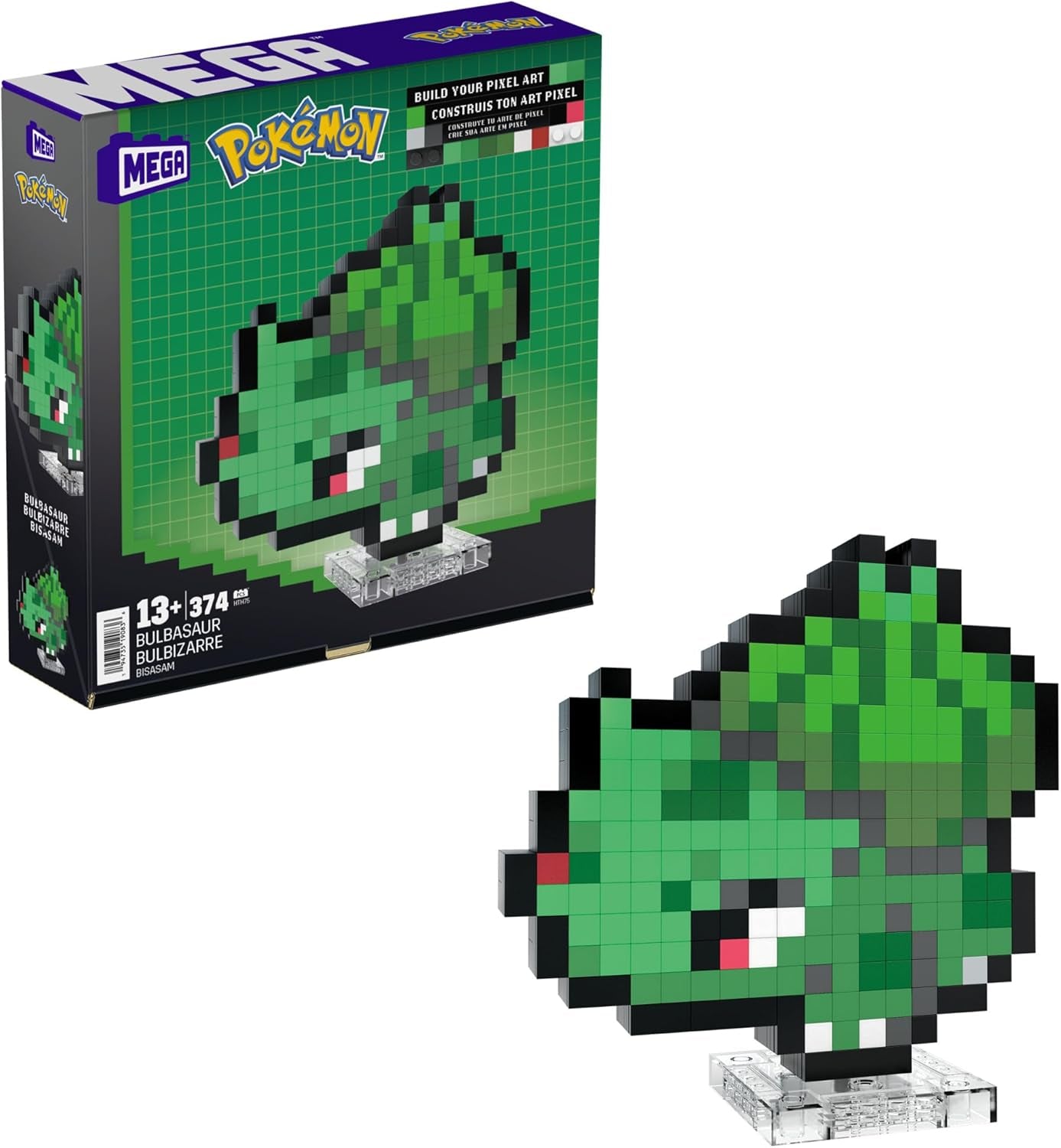 MEGA Pokémon Schiggy - sammenbygget figur i retro-look, Pixel Art, 15 cm stor, inklusive Basis zur Wallmontage, for Erwachsen og erfahren Sammler, HTH77