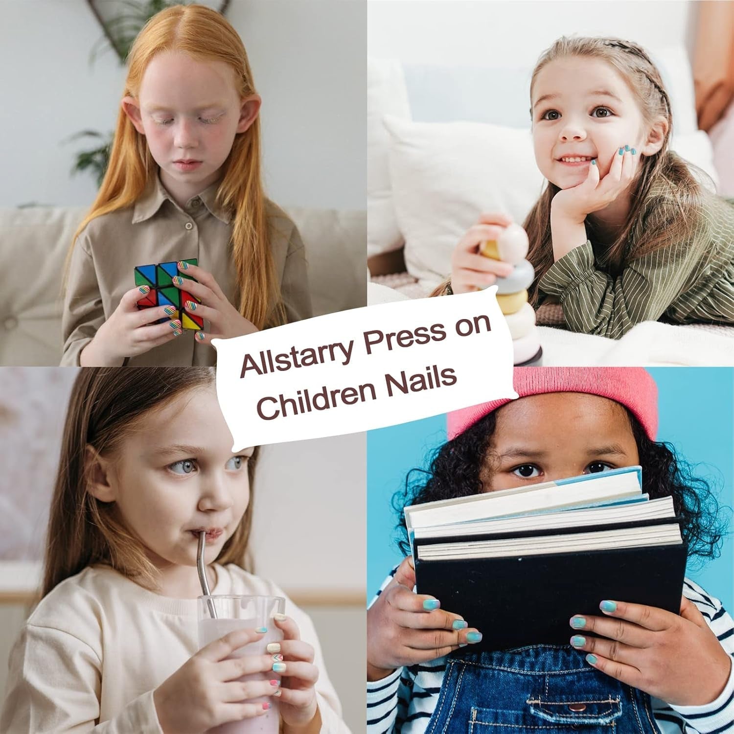 72 bucăți unghii pentru copii, pre-lipite, acoperire completă, sclipici, gradient de culoare, fundă, unghii artificiale scurte, cadou minunat pentru copii și fete, artă pentru unghii - sclipici curcubeu