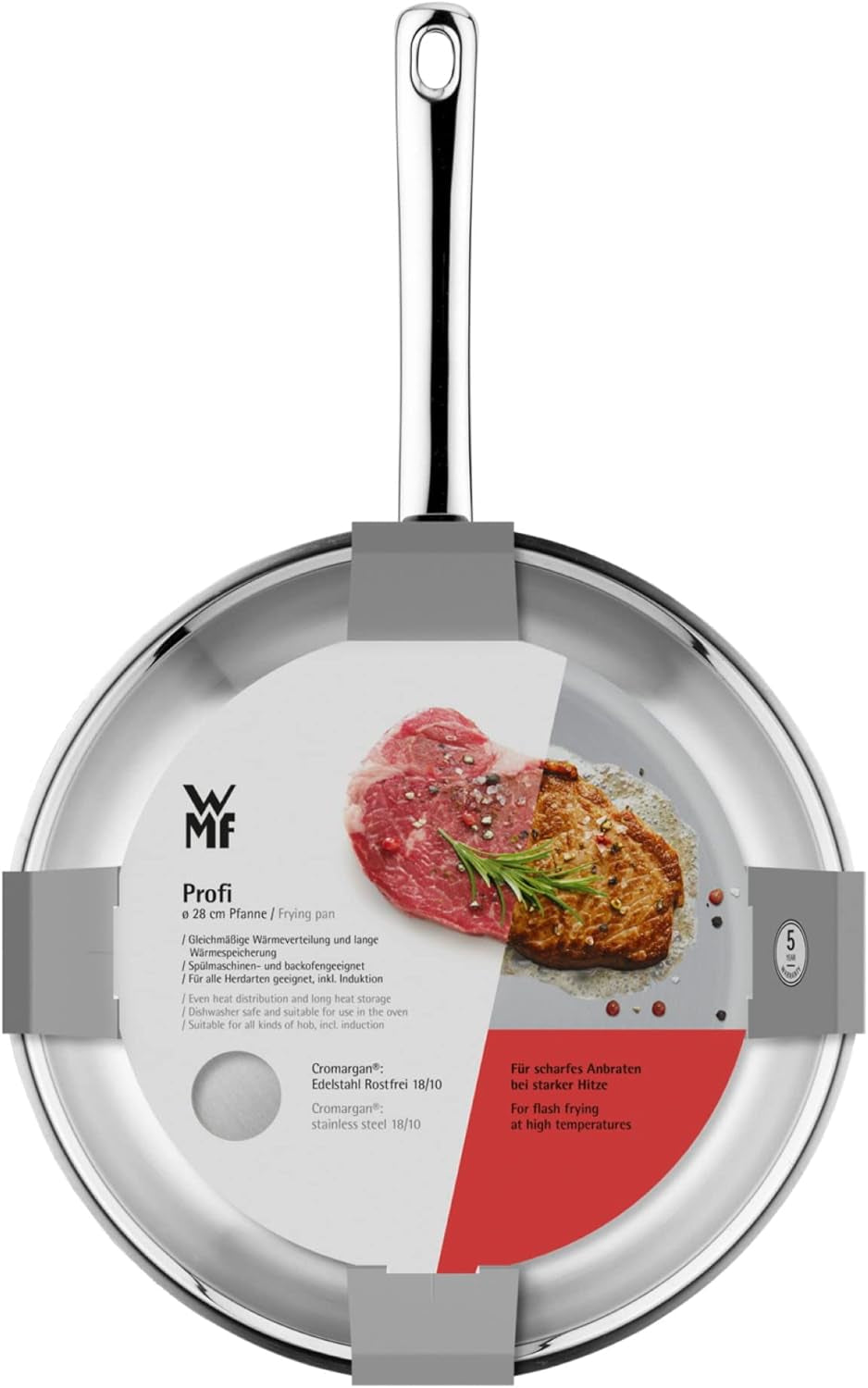 WMF Profi tigaie din oțel inoxidabil 24 cm inducție, tigaie din oțel inoxidabil Cromargan Oale si Tigai Naty Shop
