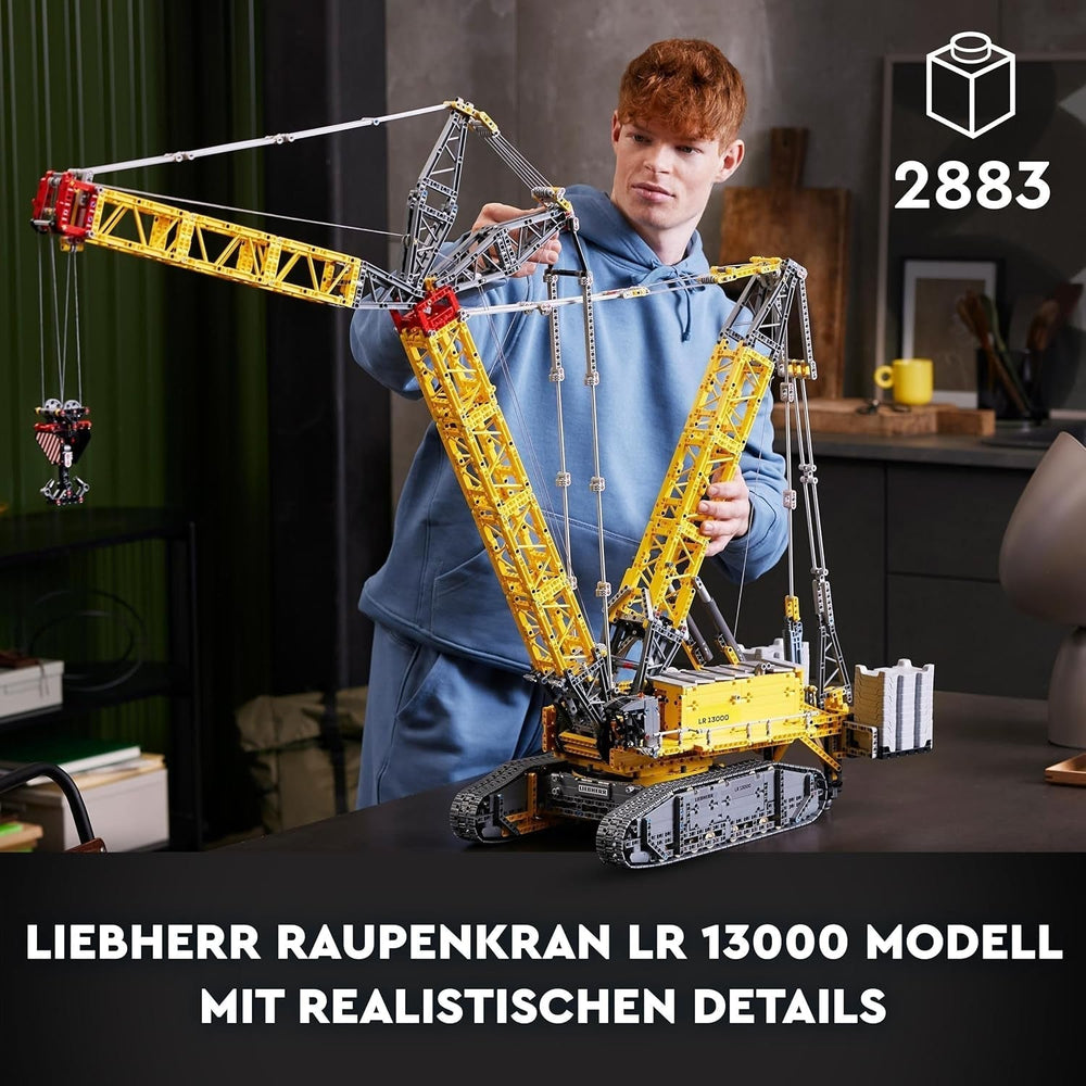 LEGO Technic Liebherr LR 13000 larvekransæt, byg den bedste fjernbetjente byggekøretøjsmodel med Control+ app, kran med spilsystem og løftearm, stort modelsæt til voksne 42146 Besuche Den LEGO-Store byggesæt