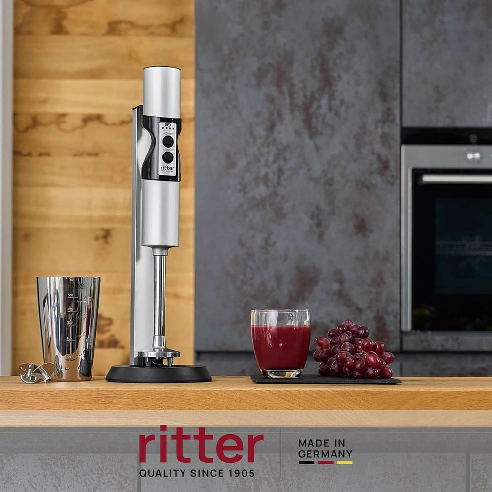 Ritter Stilo 7 plus Kabelloser Stabmixer, Pürierstab Mit Akku Aus Vollmetall, Made in Germany, Silber Kitchen Naty Shop