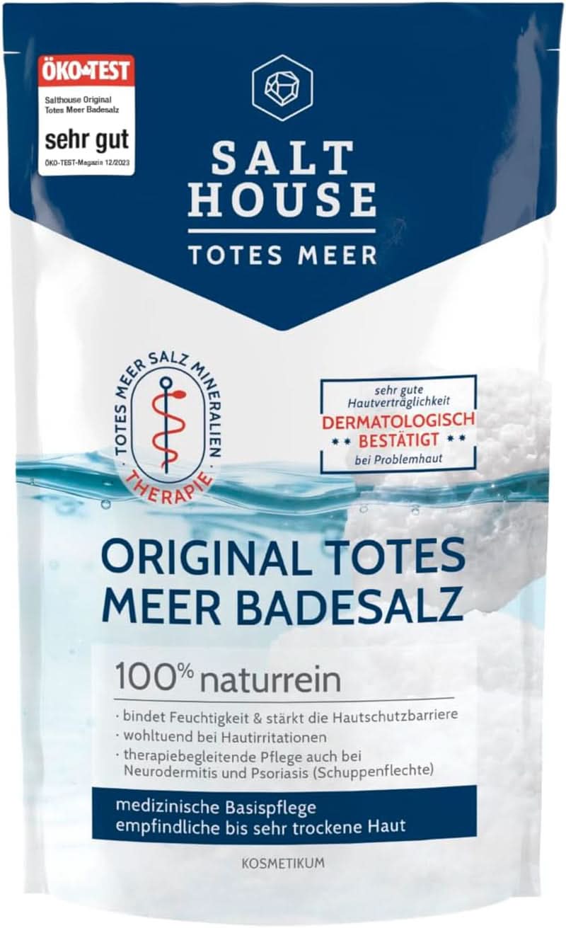 Salthouse originale Dødehavsbadesalte, badesalte, beroligende hudirritation, til følsom tør hud, 100 % naturlig, 500 gram Naty Shop Shower & Bath