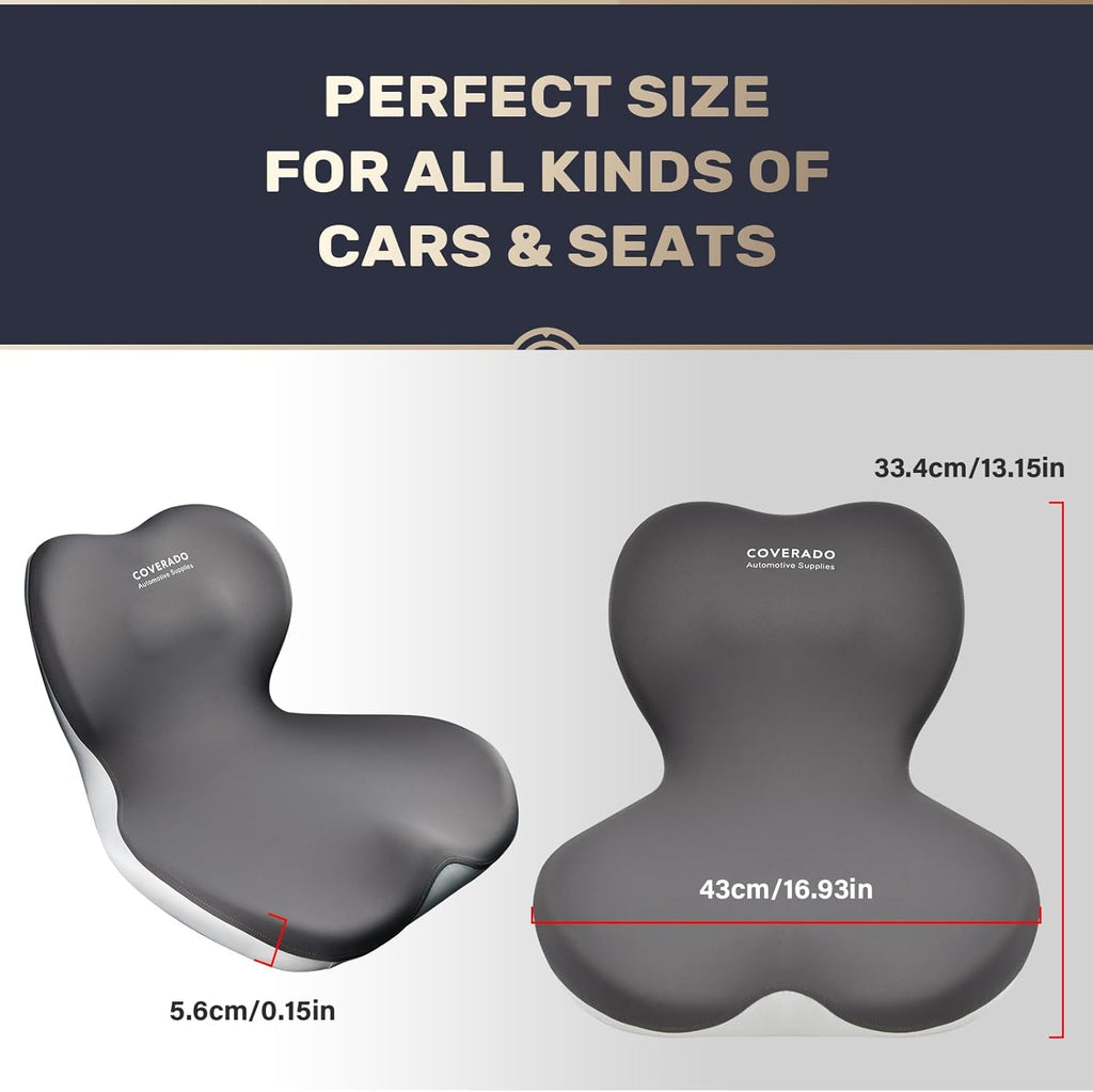 Coverado Pernă de scaun și pernă de susținere lombară O singură bucată pentru scaun de birou și scaun auto, pernă ergonomică de susținere a spatelui din spumă de memorie, pernă de ușurare a durerii sciatice și a spatelui și a tailbone-ului Perne lombare Naty Shop