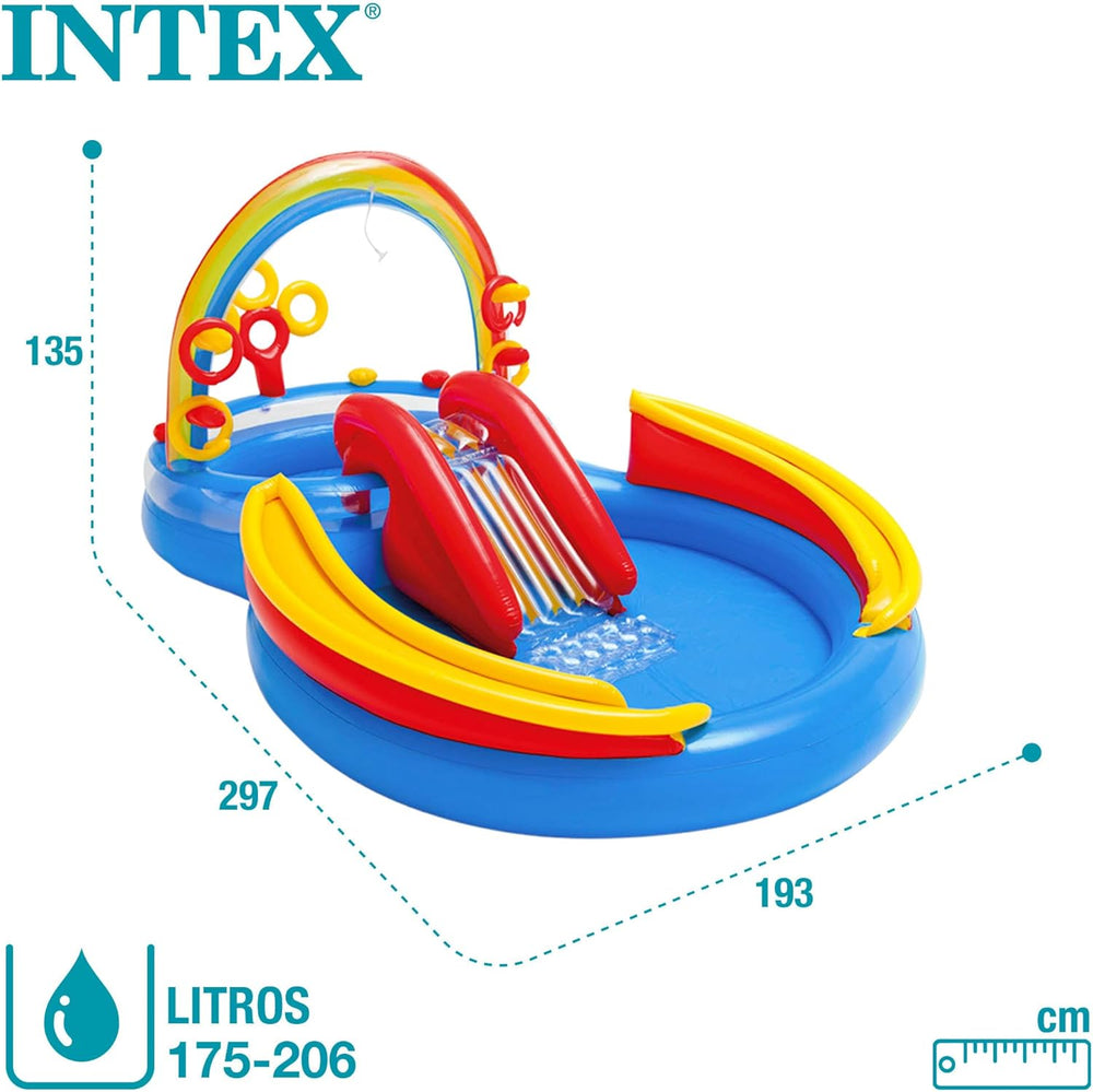 Intex Rainbow Ring Legecenter - Børnebassin over jorden - Børnebassin - 297 x 193 x 135 cm - Til 3+ år 57453NP Multicolor 297x193x135 cm