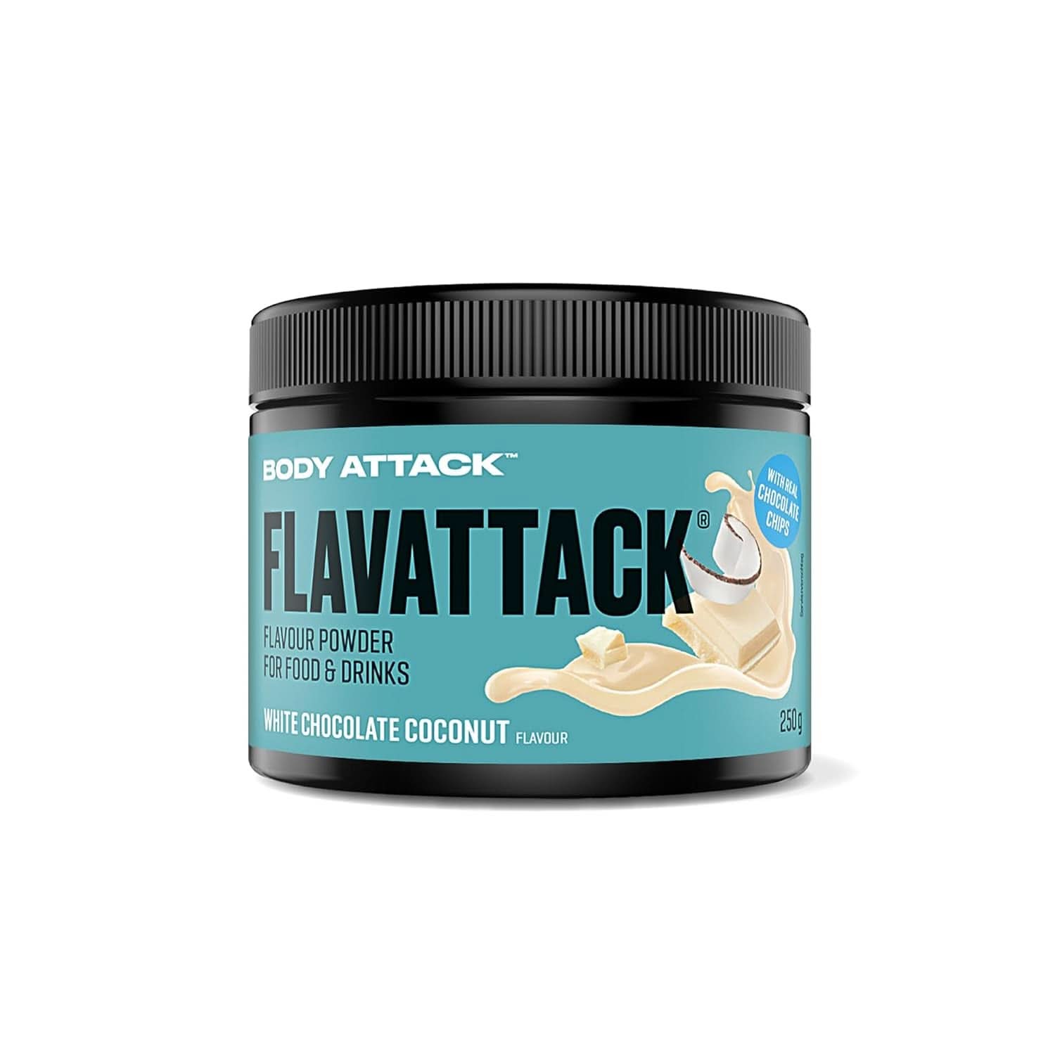 Body Attack Flavattack®, Double Choc Brownie, 250G / 83 portioner Flavors Naty Shop 250 gram Hvid chokolade og kokosnød