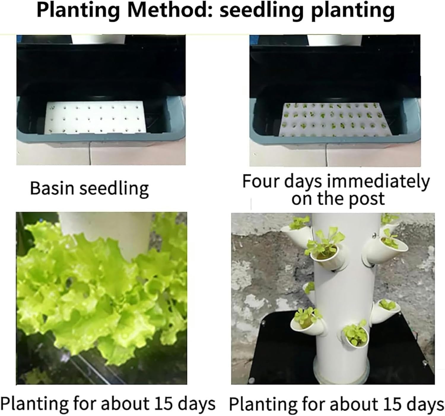 30 Kapsler Hydroponic Tower, Hydroponic Grow System, Urter, Frugt & Grøntsager Aeroponic Grow Kit med befugtningspumpe, Adapter, Mesh Pot, Urter, Frugt & Grøntsager Timer