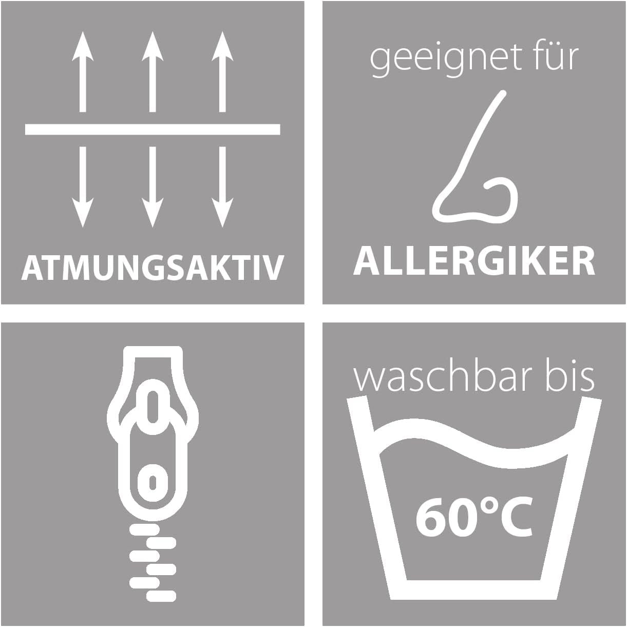 Traumnacht pernă confort cu capac din bumbac pur, pernă certificată Oeko-Tex cu fermoar, 80X80 Cm, Dezvoltat în Germania Perne standard Naty Shop