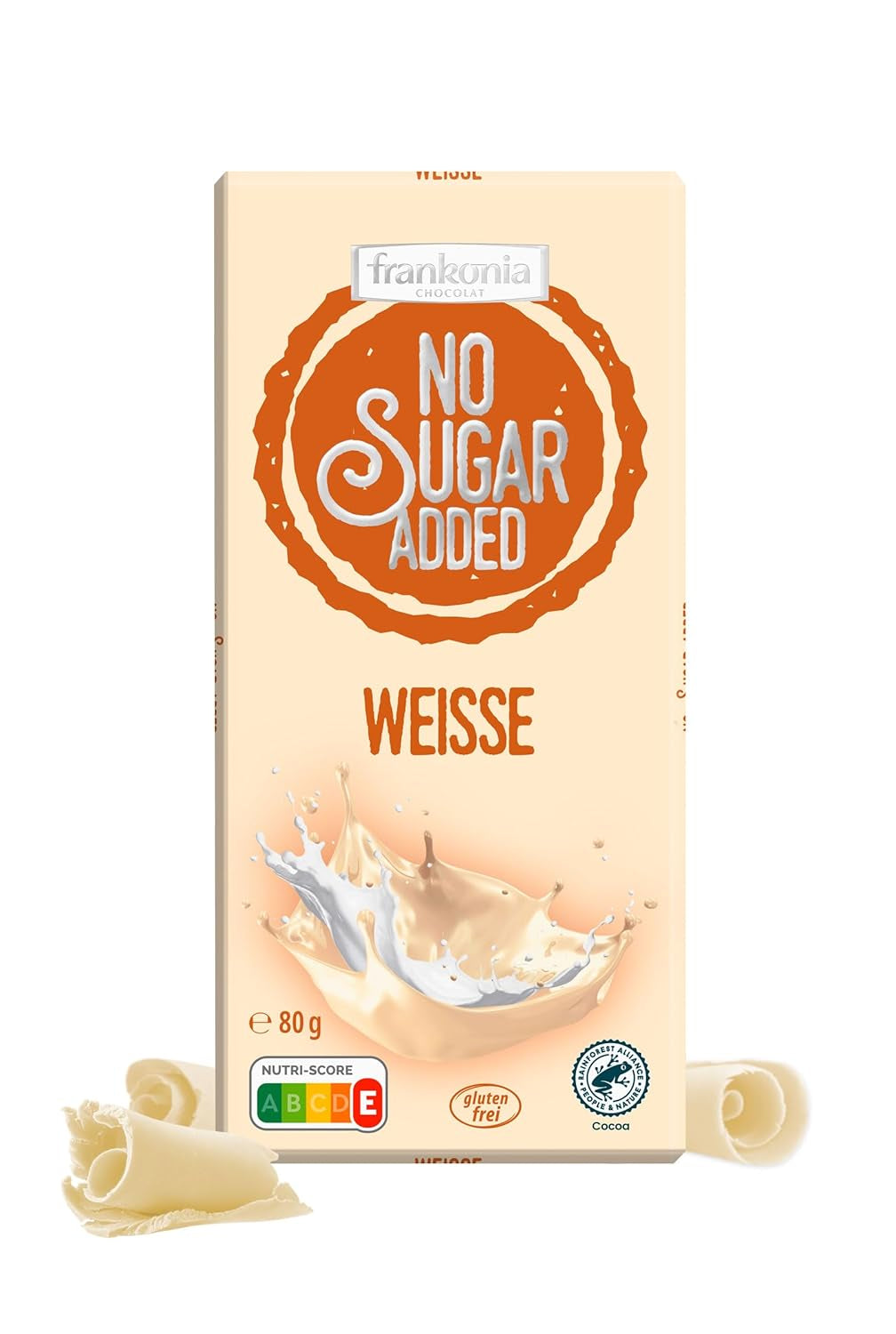 frankonia CHOKOLADE UDEN TILSAT SUKKER Glutenfri hvid chokolade, 80 g