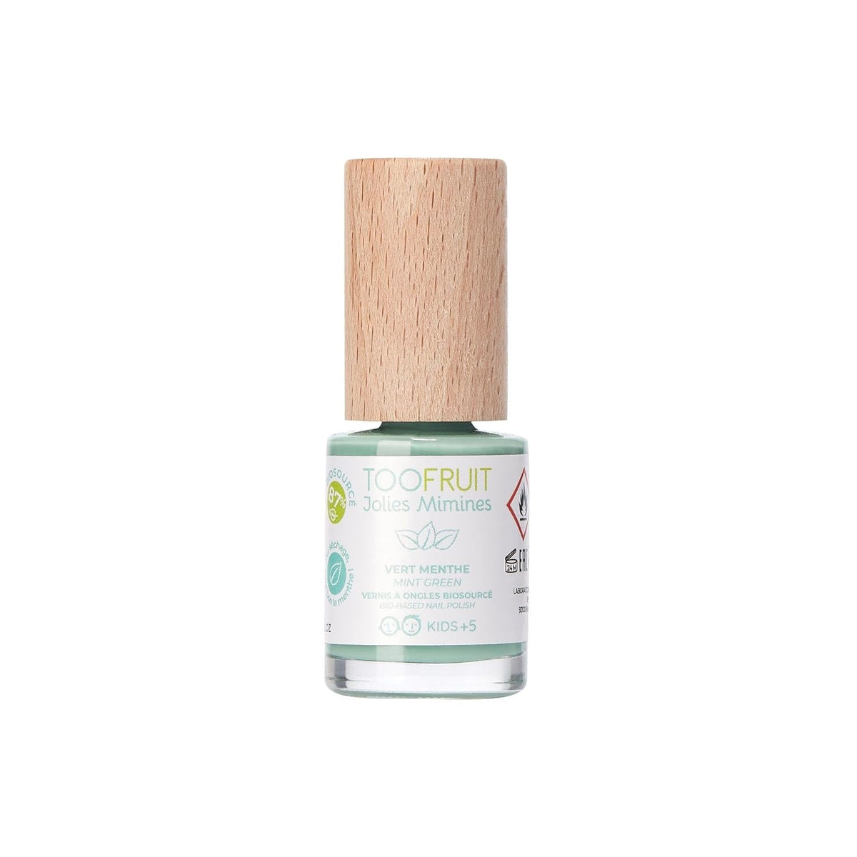 TOOFRUIT Kids Mint neglelak - vandbaseret, aftagelig, opløsningsmiddelfri, giftfri og sikker, 100 % vegansk, 10 ml