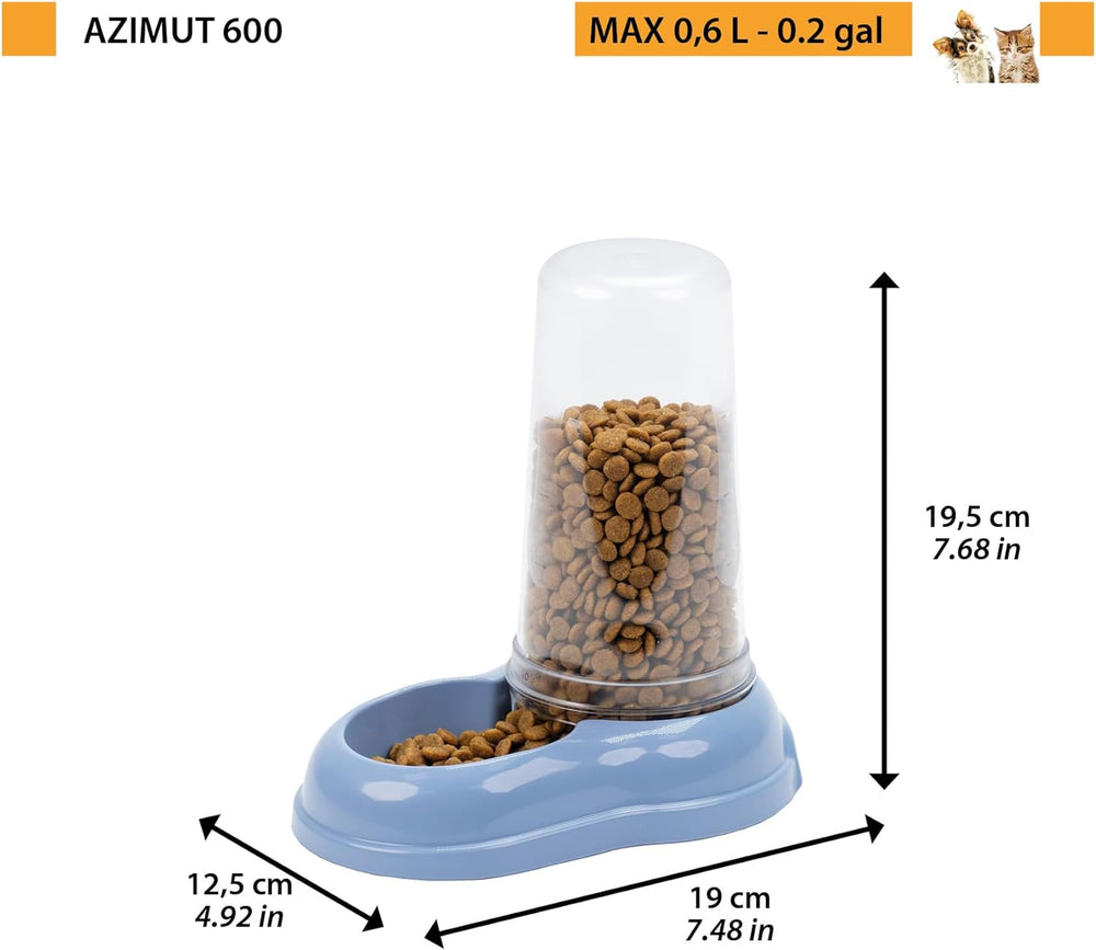Ferplast Futter- oder Wasserspender für Hunde und Katzen AZIMUT 600 Futtertrog Vand 0,6 liter, Rutschfester Boden, 12,5 x 19 x H 19,5 cm Blå