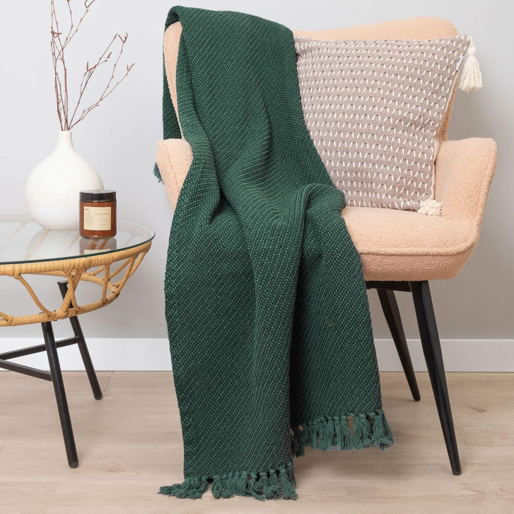 HOMLA Morris plaid bomulds frynsetæppe - blødt og behageligt tæppe bomuldstæppe - fint stof 130 X 170 Cm Ecru senge og tæpper Besuche den HOMLA-Store Hilsen