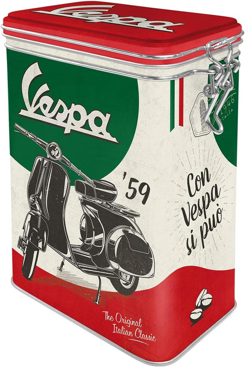 Nostalgic-Art Cutie de cafea retro, 1,3 l, Vespa - Clasicul italian - Idee de cadou pentru fanii scuterelor, Produs cu licență originală (OLP), Decorare atelier în design vintage, Decorare atelier în design vintage Cutii depozitare alimente Naty Shop Titlu implicit