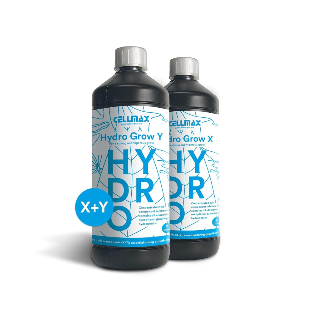 Hydro Grow X & Y | To-komponent næringsstofopløsning til vækstfasen | Specielt designet til brug i hydroponics | Stimulerer sund vækst i den indledende fase | 1L