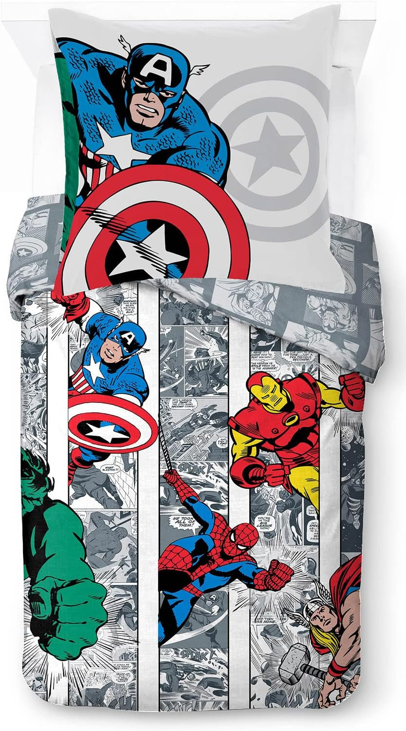 Sengetøj til børn, unisex, prinsesser og superhelte, 100% bomuld Sengetøj - børn Naty Shop Multicolor - Avengers 135X200/80X80 (2 stk.)