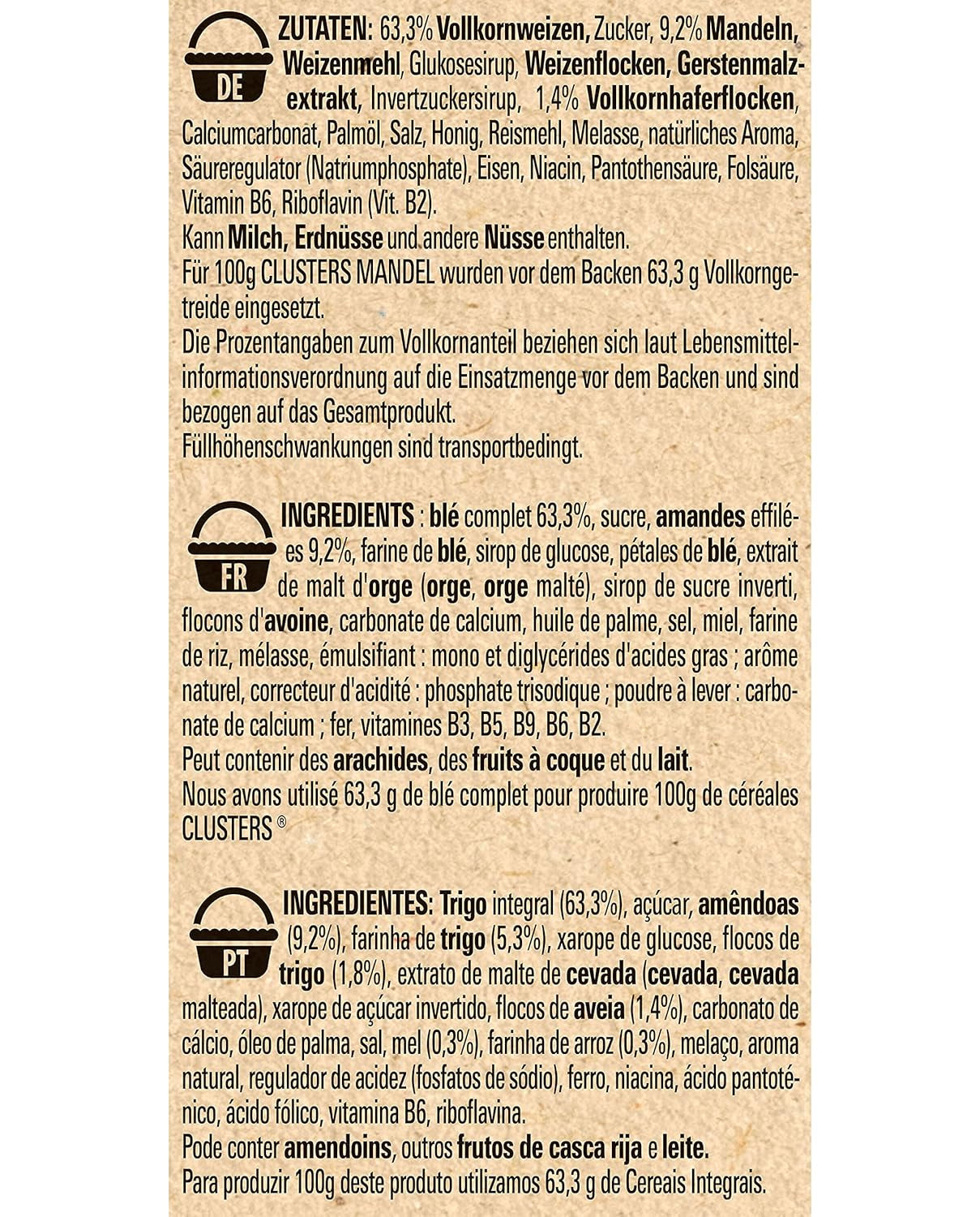 Nestlé Clusters Almond, en lækker morgenmadsblanding med sprøde mandelflager, 1 pakke (1 x 325g)