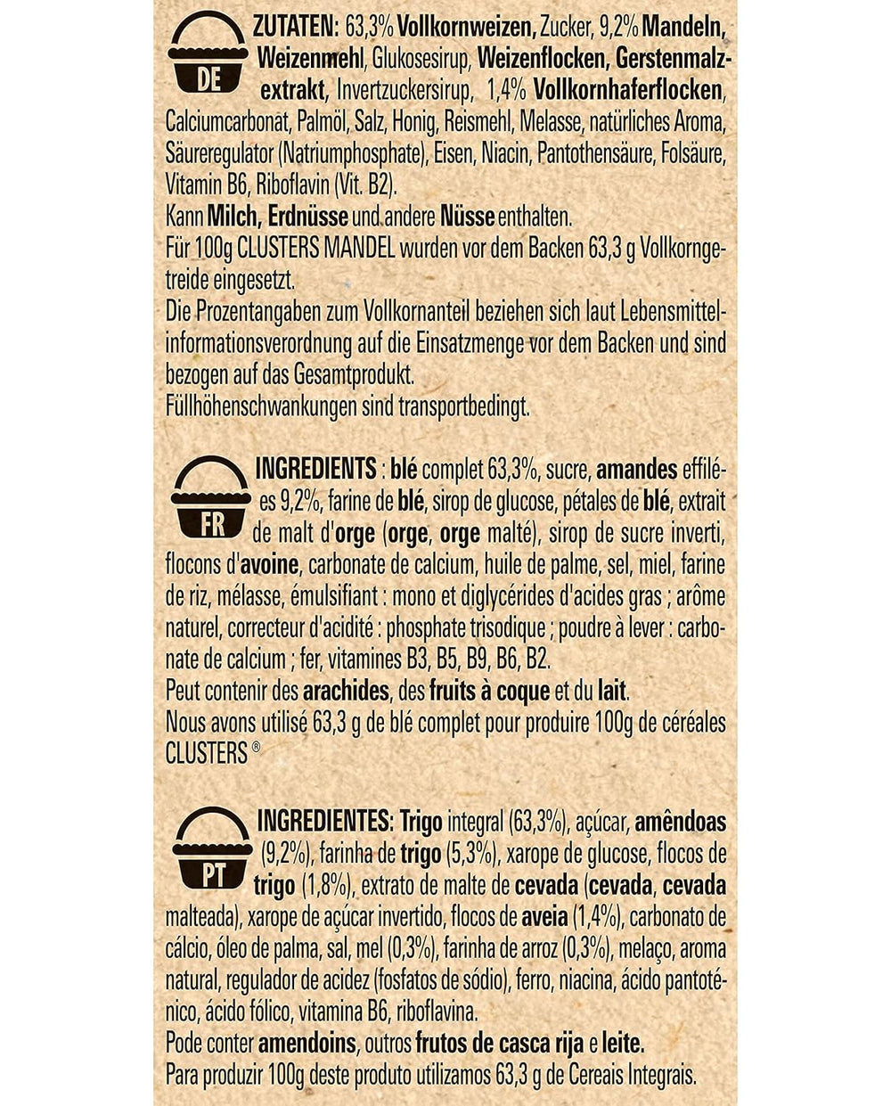 Nestlé Clusters Almond, en lækker morgenmadsblanding med sprøde mandelflager, 1 pakke (1 x 325g)