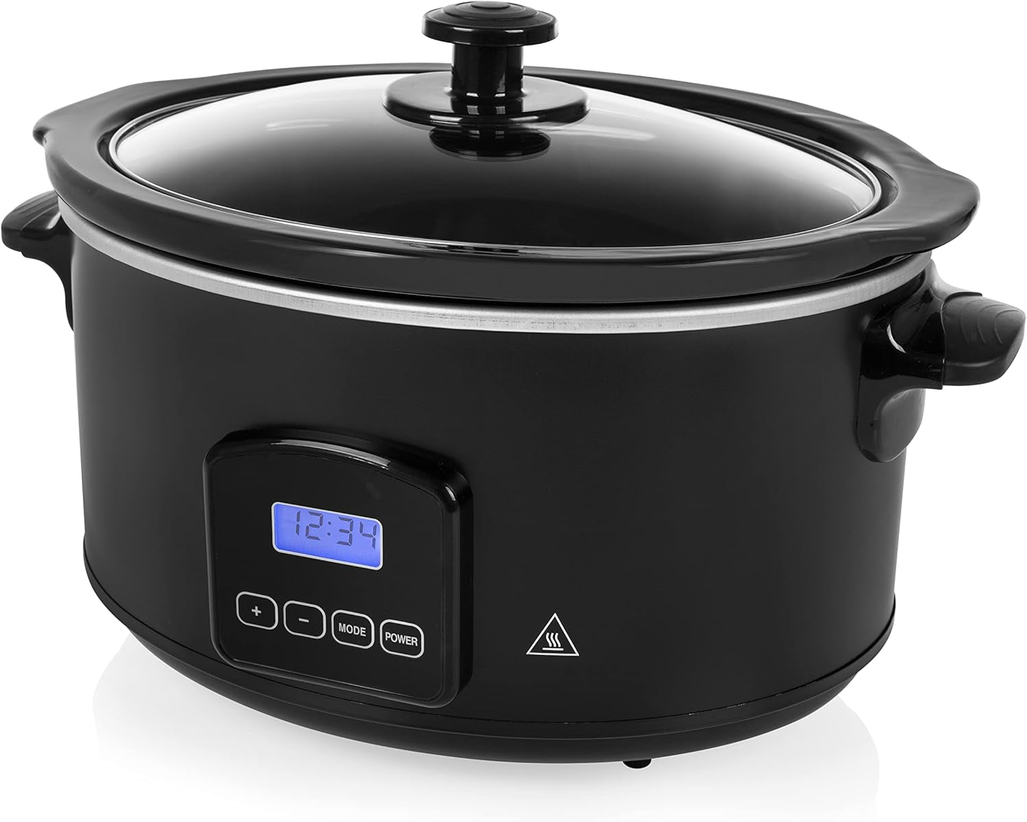 Tristar VS-3915 slow cooker, keramisk gryde i rustfrit stål med 2 varmeindstillinger og holde varm funktion, 3,5 L Slow Cooker Naty Shop Digitale Steuerung