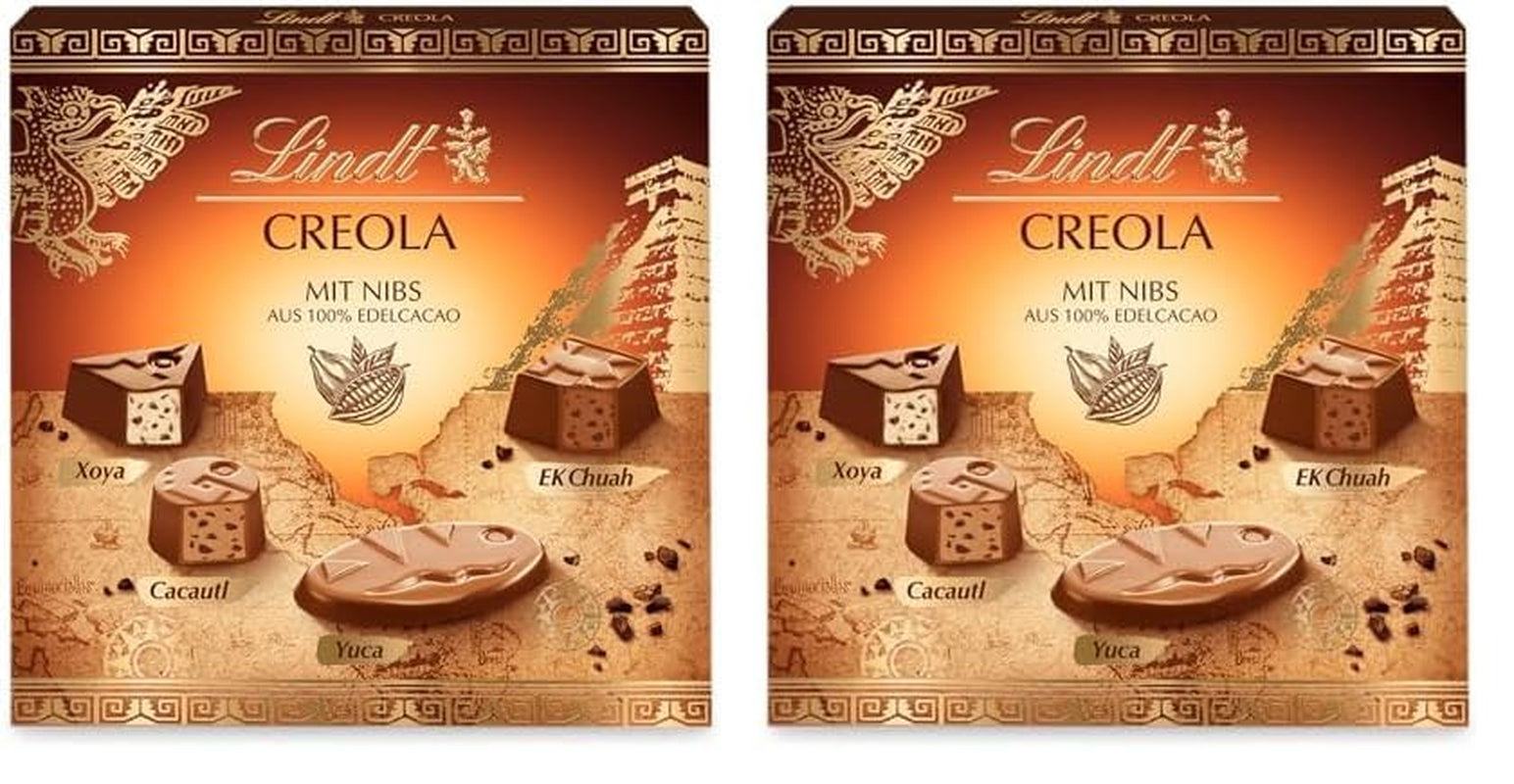 Lindt Chokolade | Kreolsk Pralineæske | 165g | 15 praliner i 4 lækre varianter, lavet af 100% fin kakao, alkoholfri | Chokolade gave sæt