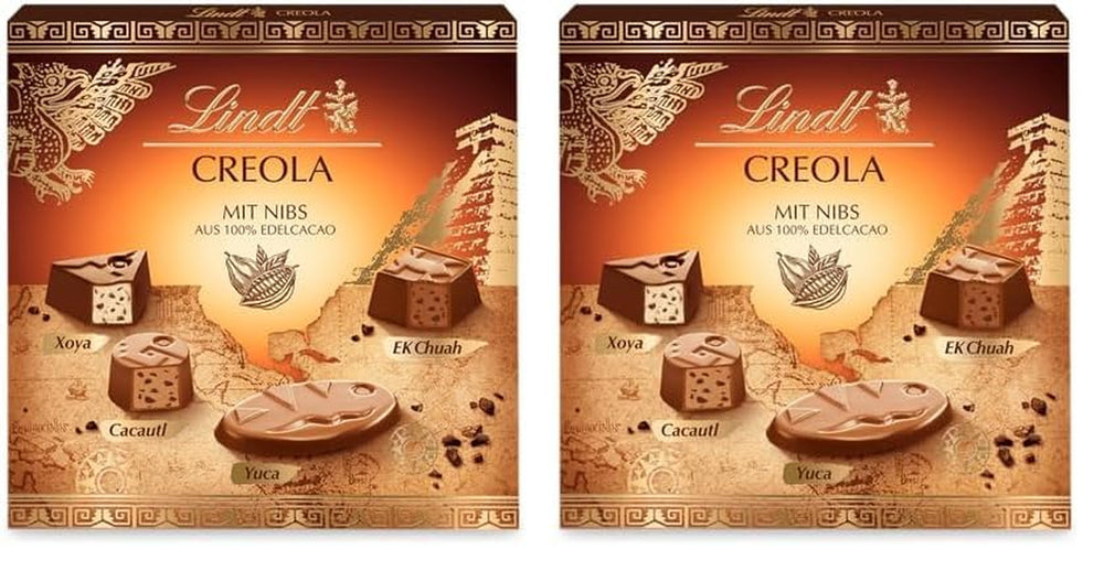 Lindt Chokolade | Kreolsk Pralineæske | 165g | 15 praliner i 4 lækre varianter, lavet af 100% fin kakao, alkoholfri | Chokolade gave sæt