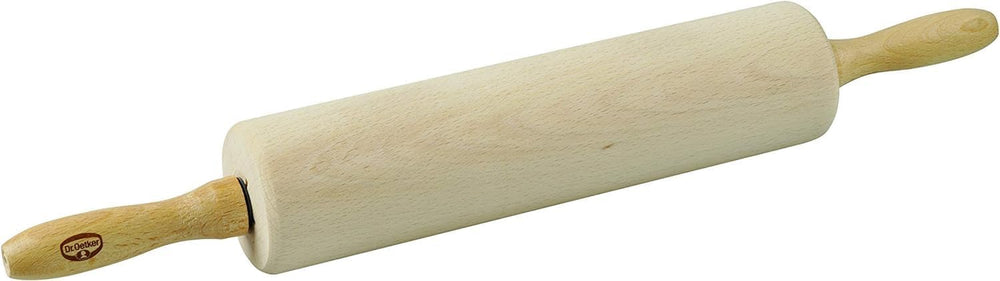 Dr. Oetker Profi-Holzteigrolle – Hochwertiges Buchenholz, Ergonomischer Griff, 440x60x60 mm, 2 Jahre Garantie, Holzbraun