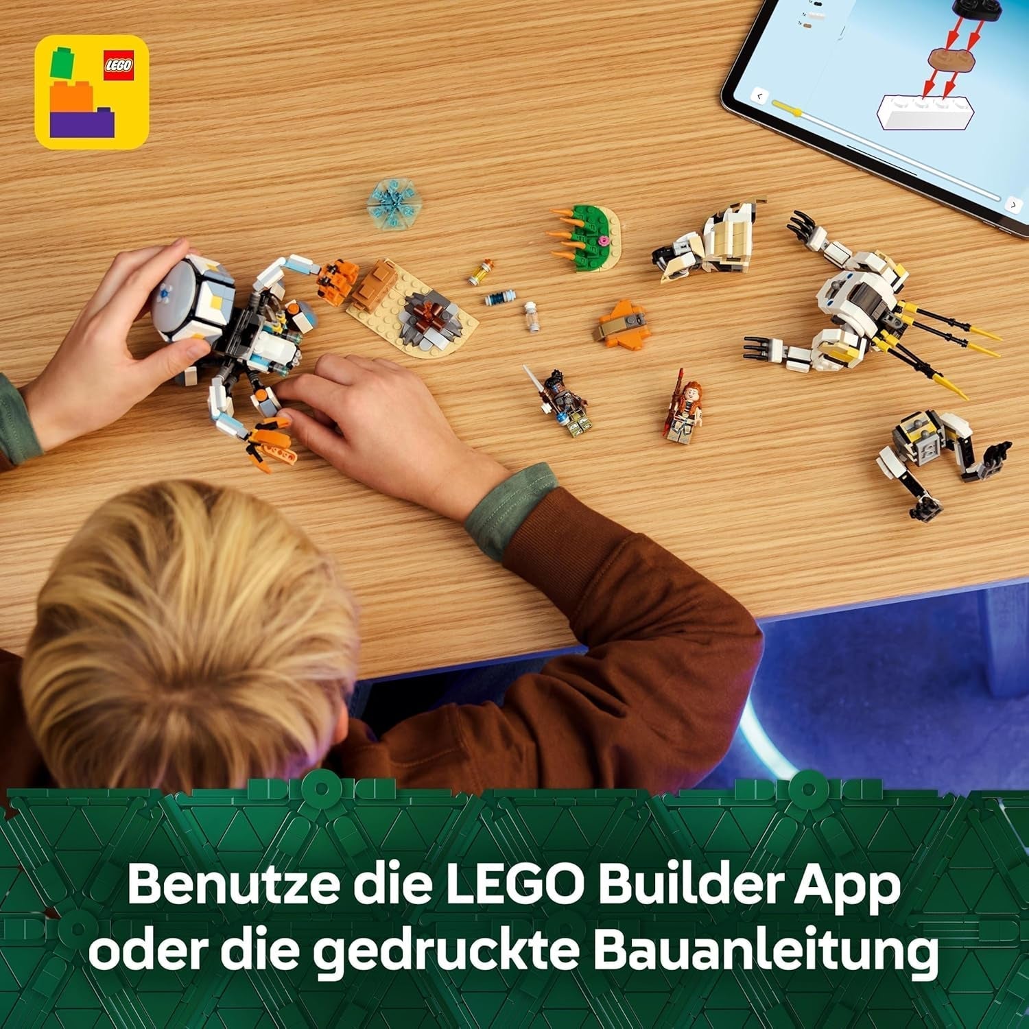 LEGO Horizon Adventures Aloy og Varl vs. Armored Walker and Sawtooth, monsterbillegetøj og minifigurer, samlingssæt til videospilfans, drenge og piger over 9 år 77037 Byggesæt Besuche den LEGO-Store