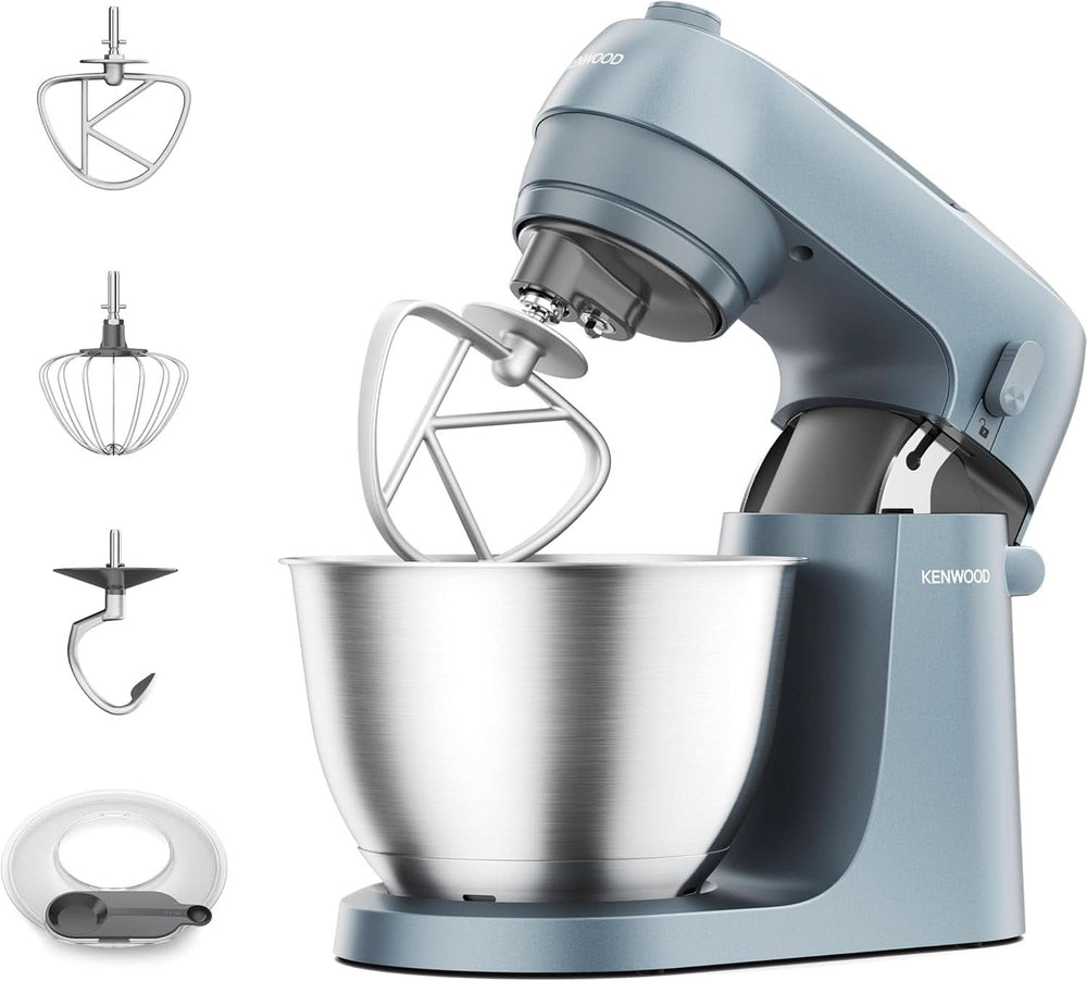 Kenwood Multipro Go FDP22.130GY, Kompakt-Küchenmaschine Nur 30Cm Hoch, Zum Schneiden, Reiben, Pürieren Und Teig Kneten, Express-Serve, 1,3 L Arbeitsbehälter, 650 W, Blau Mother and Child Naty Shop Blau Küchenmaschine