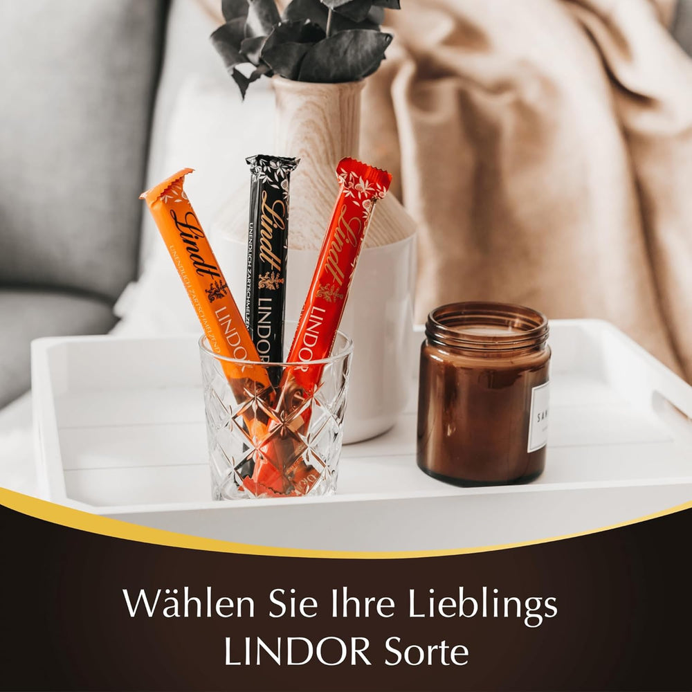 Lindt Chokolade | Stænger LINDOR 60% Kakao | 100 g | 4 chokoladebarer med mørk chokolade 60% kakao og smelte-i-mund-fyld | Chokoladebar
