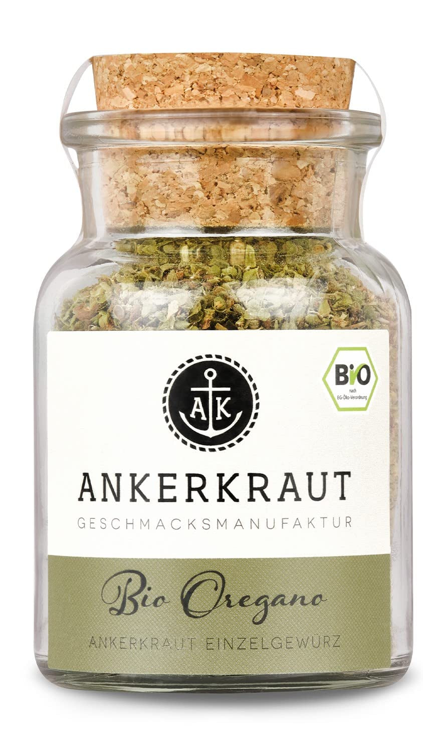 Ankerkraut BIO Oregano, gerebeltes Küchen-Kraut, 15 g i korkglas, Bio-Qualität zum selber Sürzen, Gewürz mediterranean Küche für Pizza & Pasta