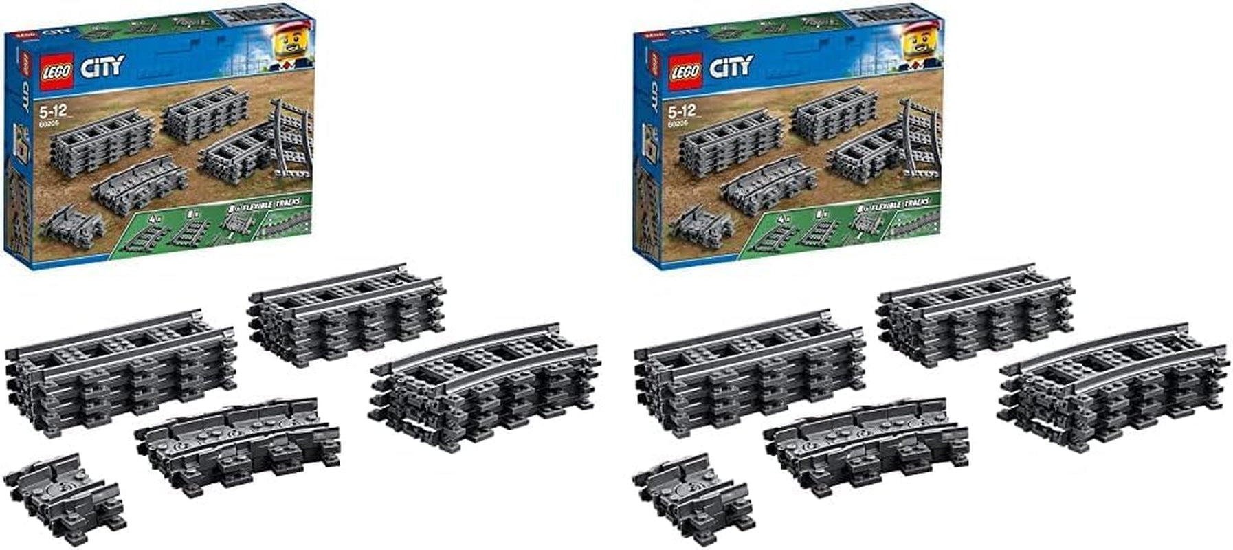 LEGO 60205 City Tracks 20-delt udvidelsessæt til børn Drenge og piger Legetøjssæt Byggesæt Besuche den LEGO-Store 26X72X19Cm (pakke med 2) Enkelt
